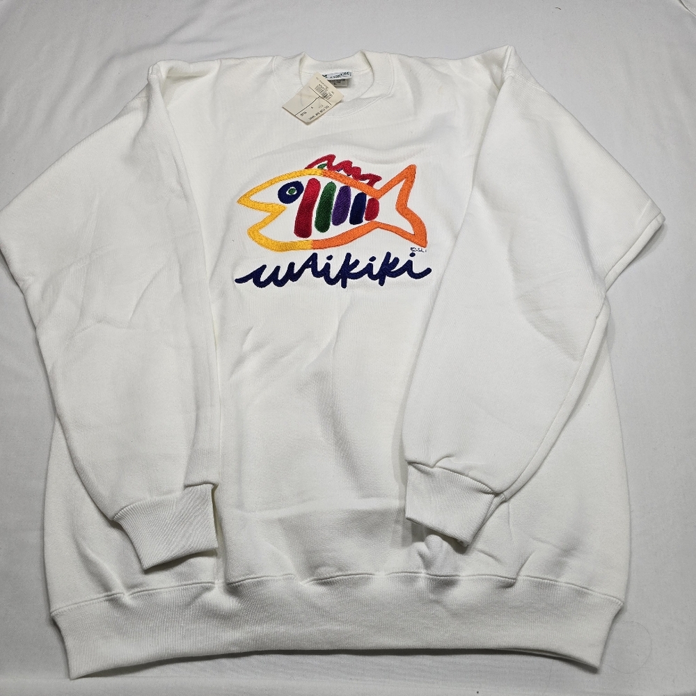 Vintage New Sgt. Leisure Waikiki Hawaii Embroidered Fish Sweatshirt Old Stock